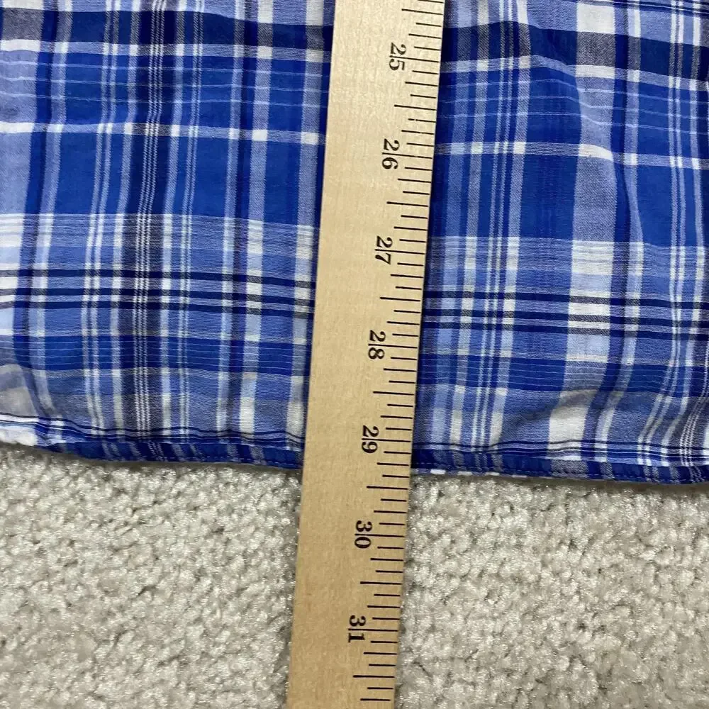 Polo Ralph Lauren Shirt Mens L Blue Plaid Gingham Button Down Pony Double Face